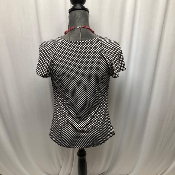 Worthington Black White Polka Dot Stretch Top Womens Size Medium Cowl Neckline - Picture 4 of 7